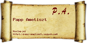 Papp Ametiszt névjegykártya